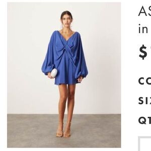 Elegant Blue Bat Wing Dress